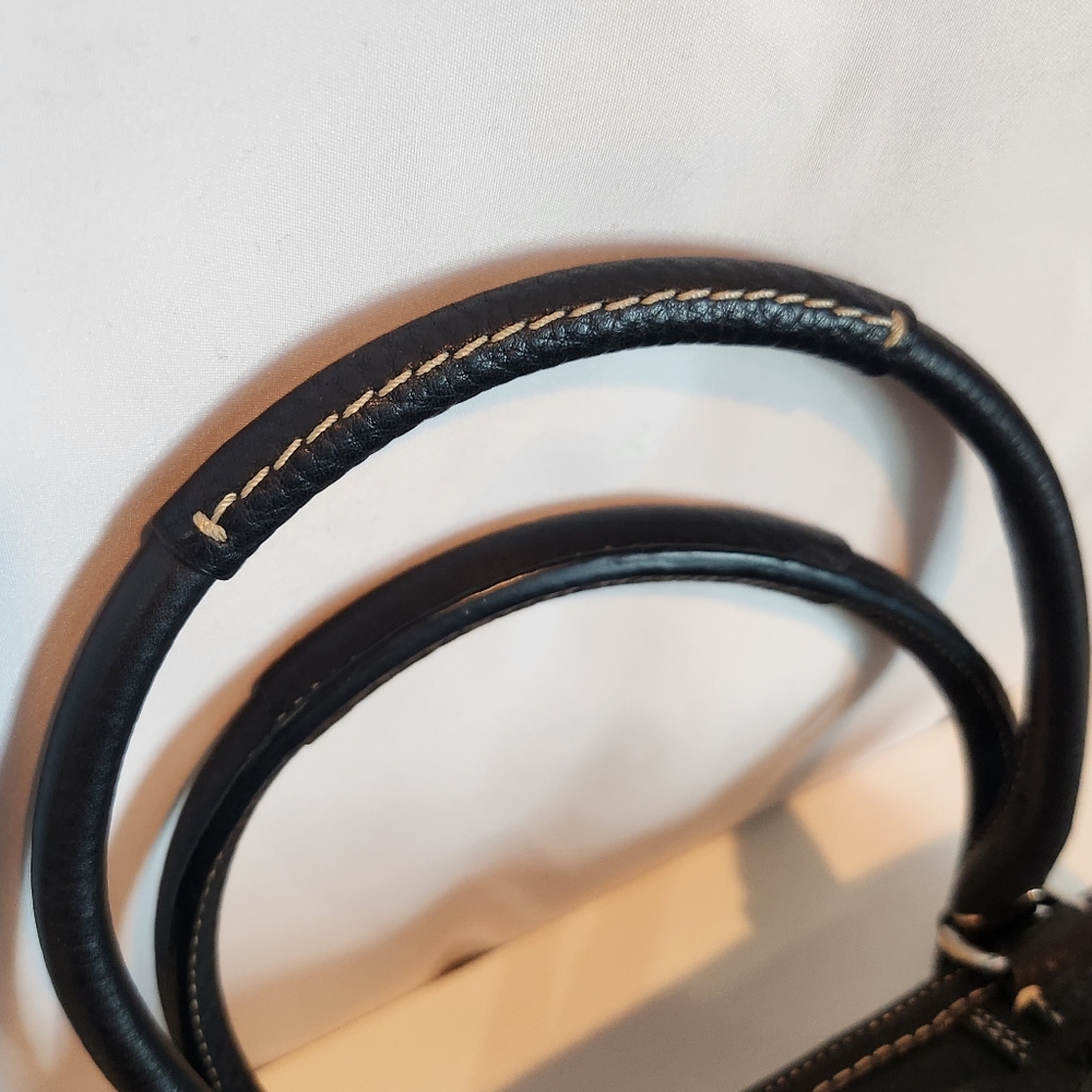 COACH HAMPTONS BRAIDED SATCHEL Black Pebbled Leather, silver-tone hardware EUC - Picture 8 of 13